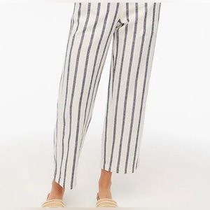 J CREW STRIPED LINEN-COTTON BLEND WIDE-LEG PAPER-BAG PANT